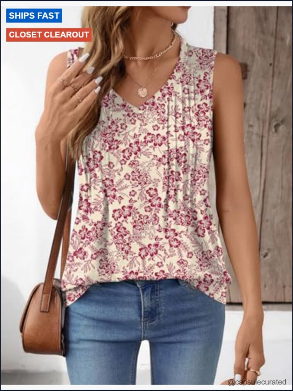 Loose Fit V-Neck Sleeveless Tank Top Blouse Summer Layering Tunic - Picture 3 of 7